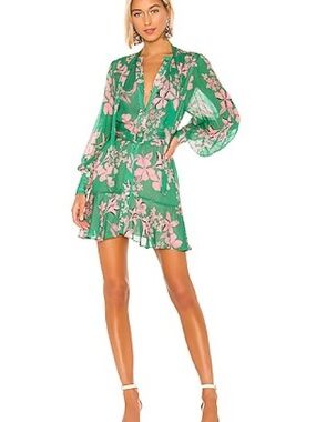 white floral mini dress Elsa White Floral Applique Mini Dress S